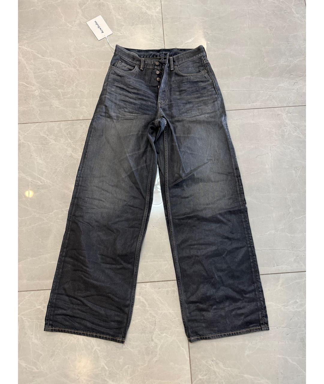 ACNE STUDIOS Антрацитовые хлопковые прямые джинсы, фото 2