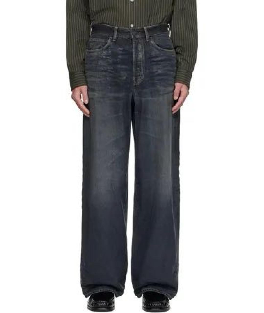 ACNE STUDIOS Антрацитовые хлопковые прямые джинсы, фото 5