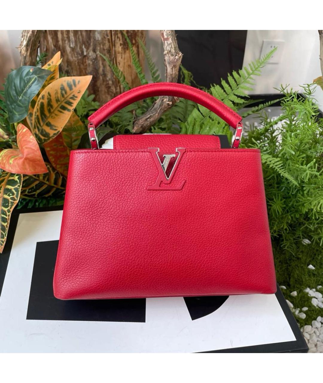 LOUIS VUITTON Красная кожаная сумка с короткими ручками, фото 2