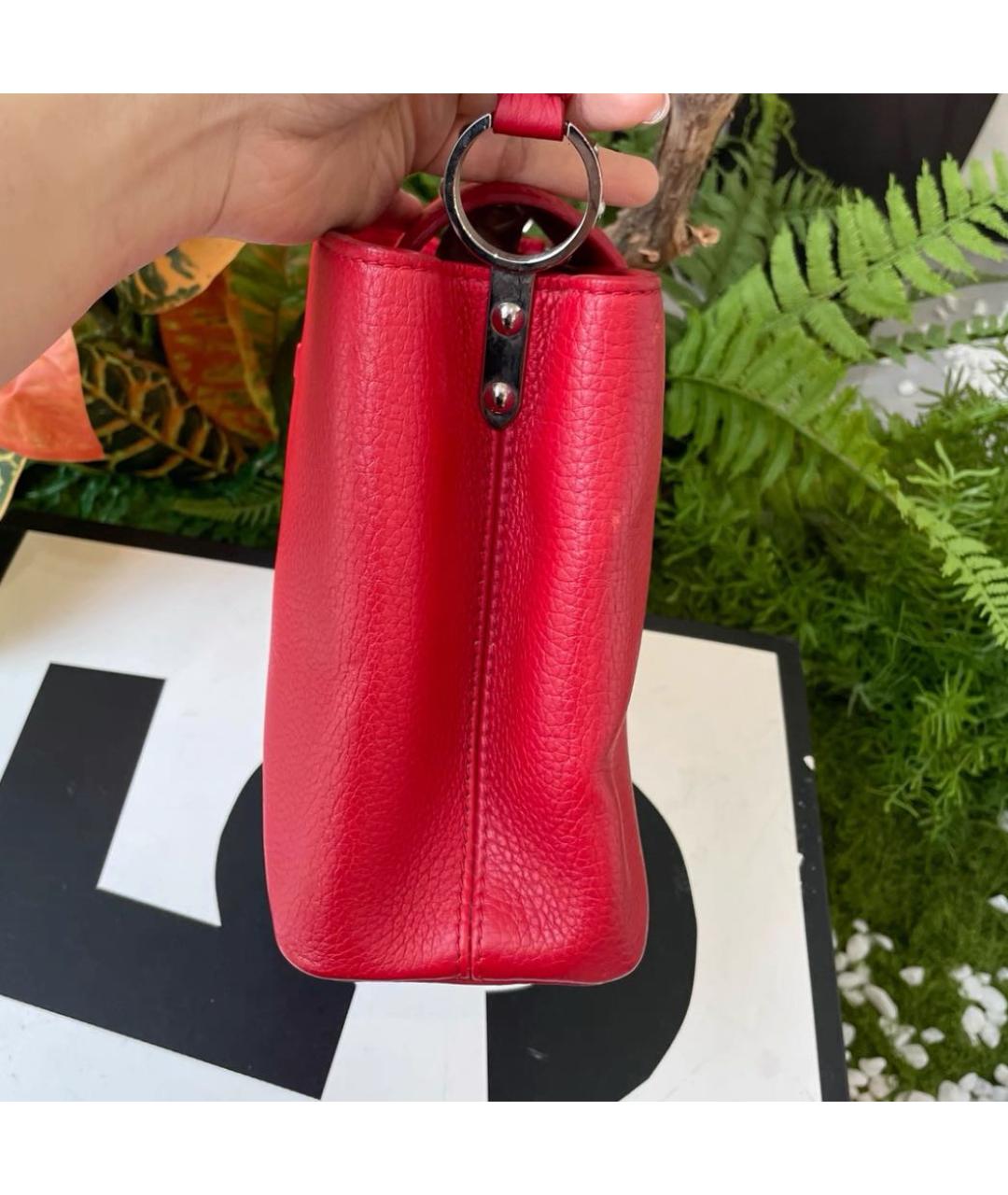 LOUIS VUITTON Красная кожаная сумка с короткими ручками, фото 4