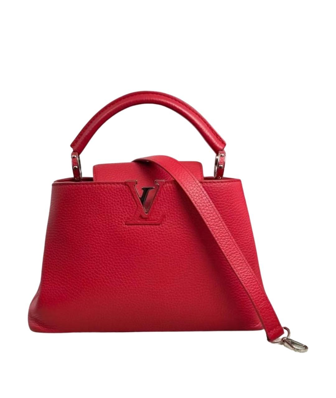 LOUIS VUITTON Красная кожаная сумка с короткими ручками, фото 1