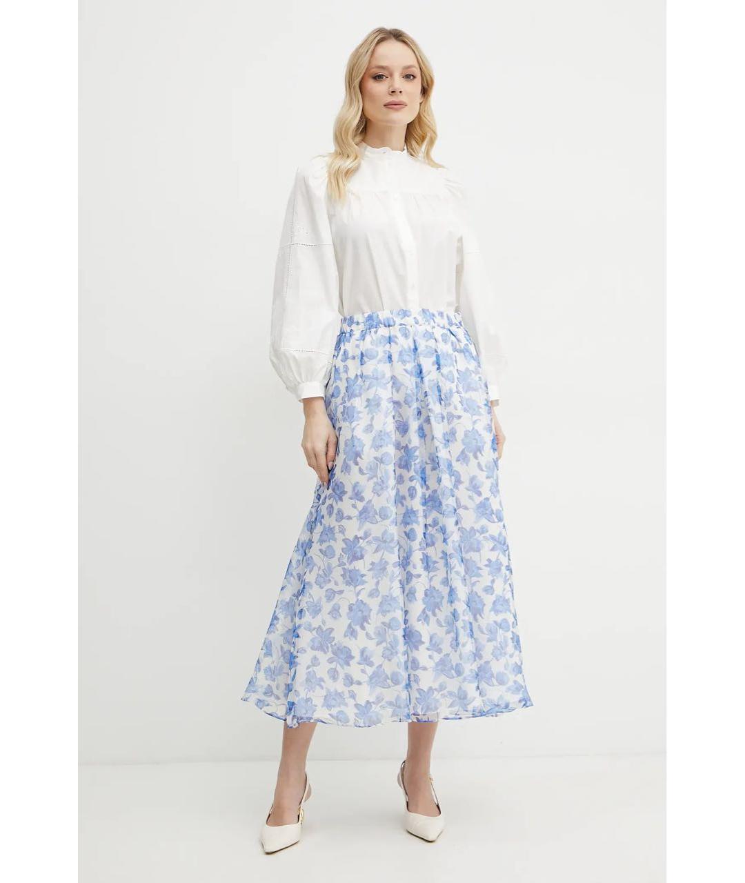 WEEKEND MAX MARA Голубая шелковая юбка миди, фото 6