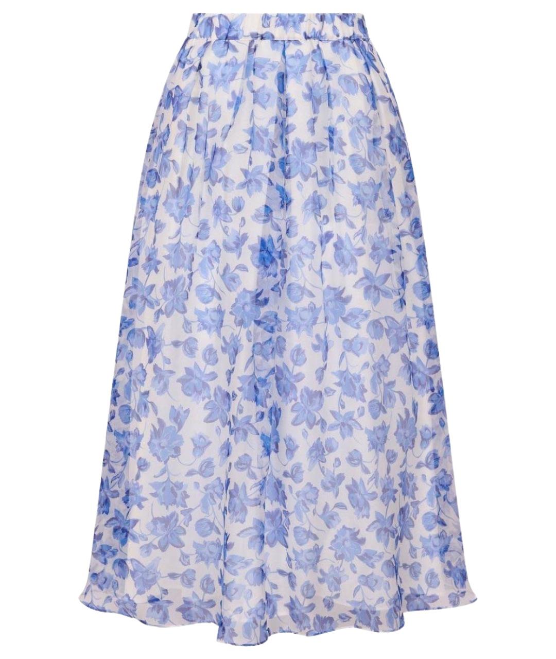 WEEKEND MAX MARA Голубая шелковая юбка миди, фото 1