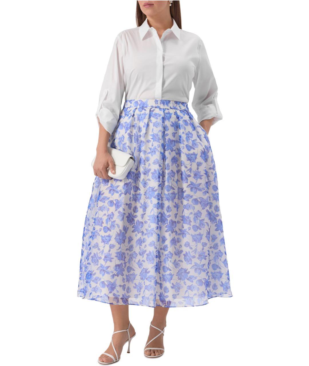 WEEKEND MAX MARA Голубая шелковая юбка миди, фото 5
