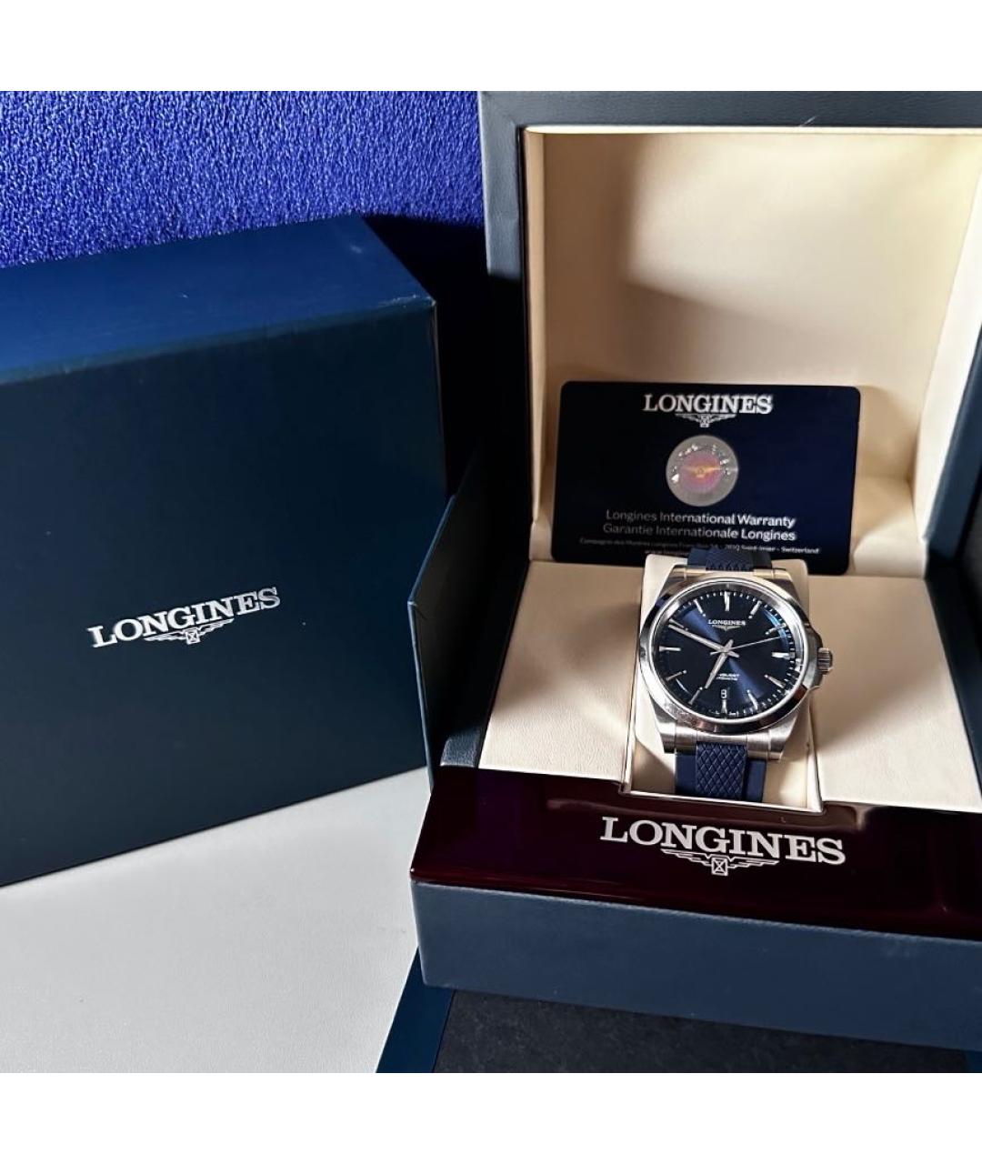 LONGINES Синие стальные часы, фото 5