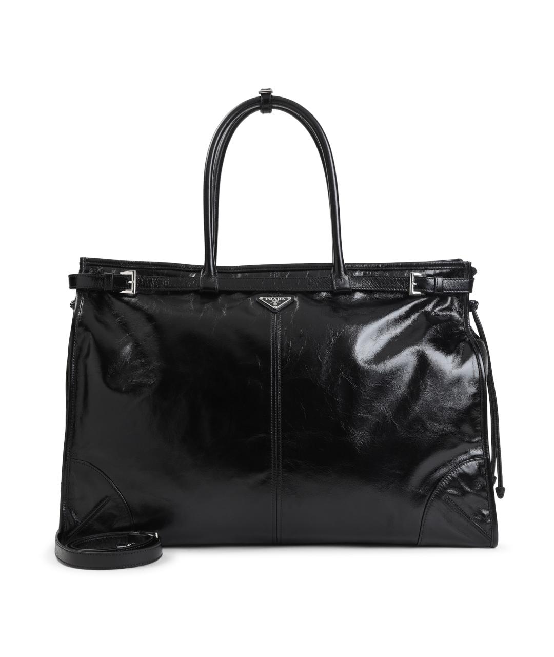 PRADA Черная кожаная сумка тоут, фото 1