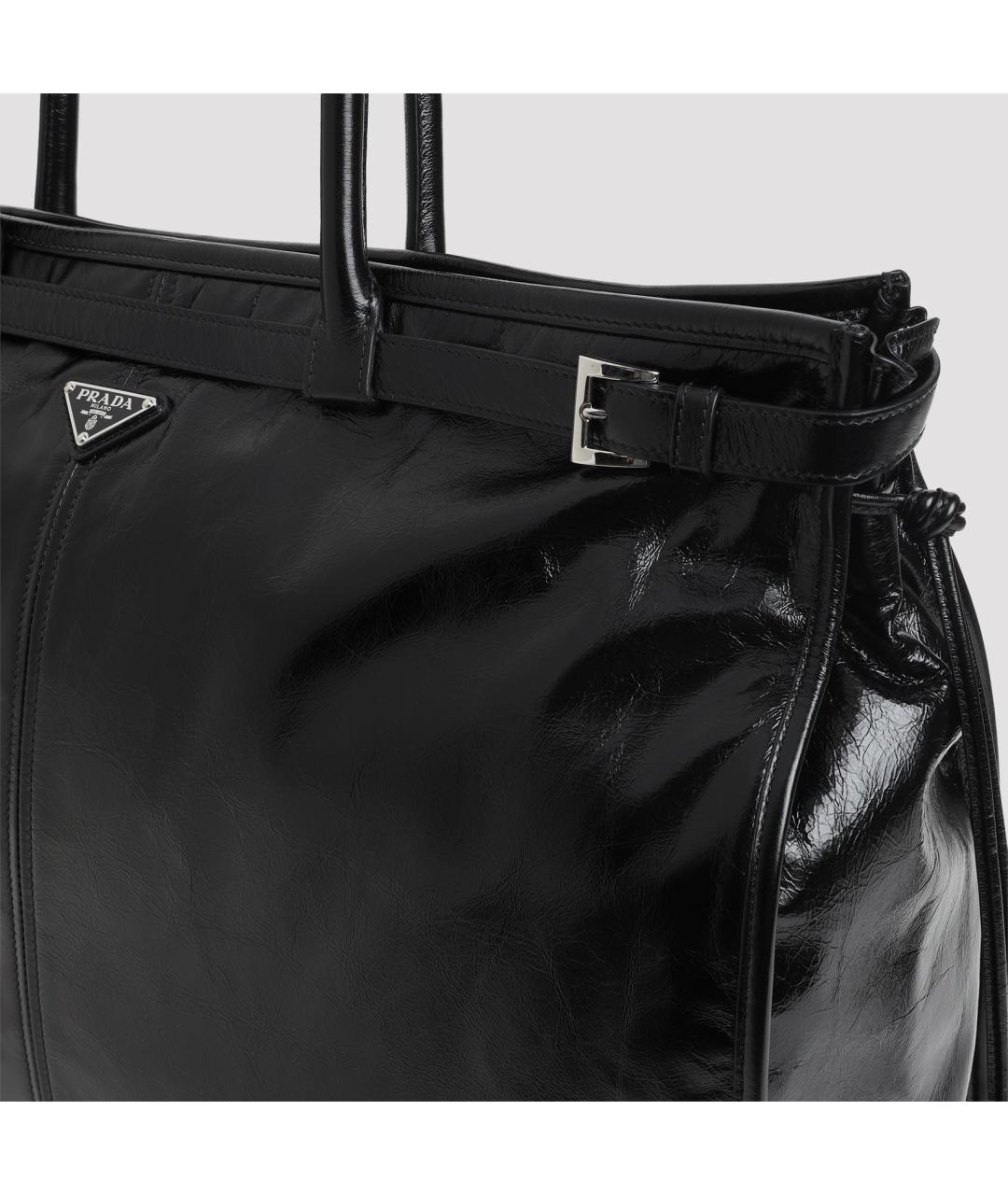 PRADA Черная кожаная сумка тоут, фото 3
