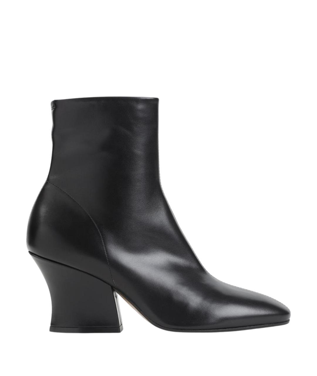 JIL SANDER Черные кожаные ботильоны, фото 1