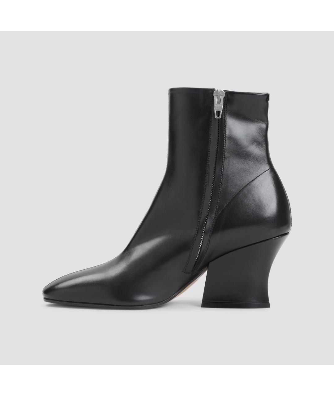 JIL SANDER Черные кожаные ботильоны, фото 2