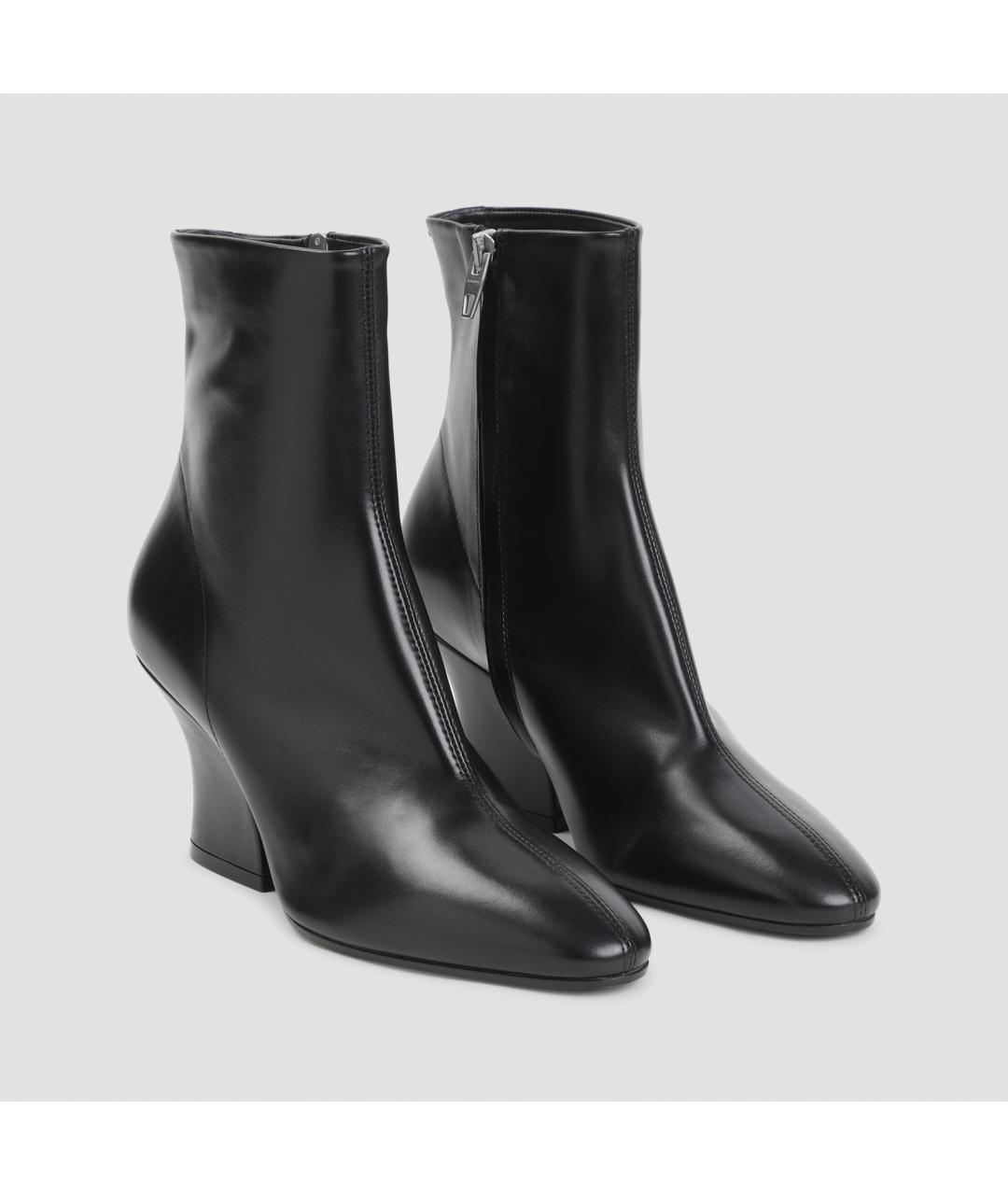 JIL SANDER Черные кожаные ботильоны, фото 3