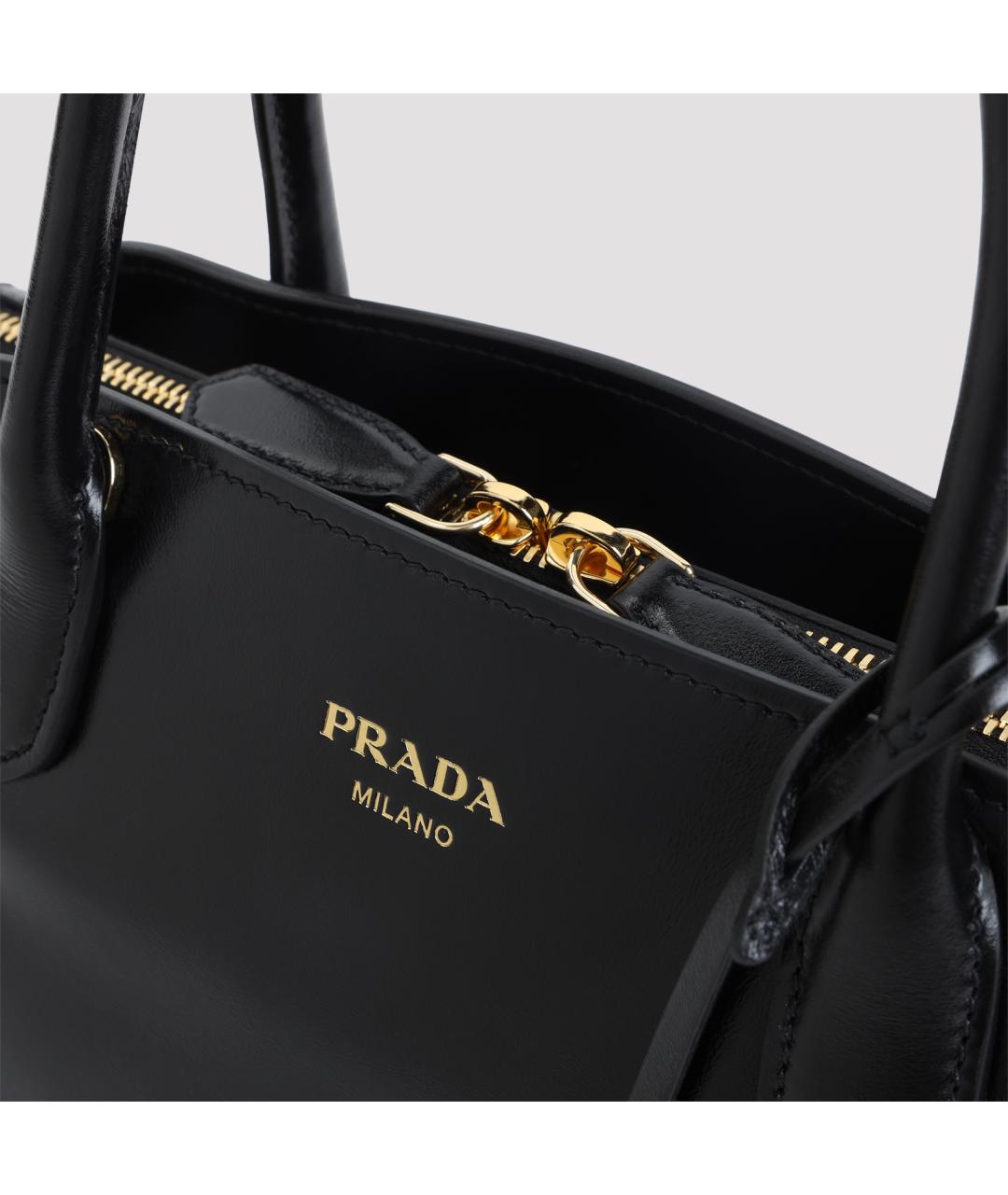 PRADA Черная кожаная сумка тоут, фото 4