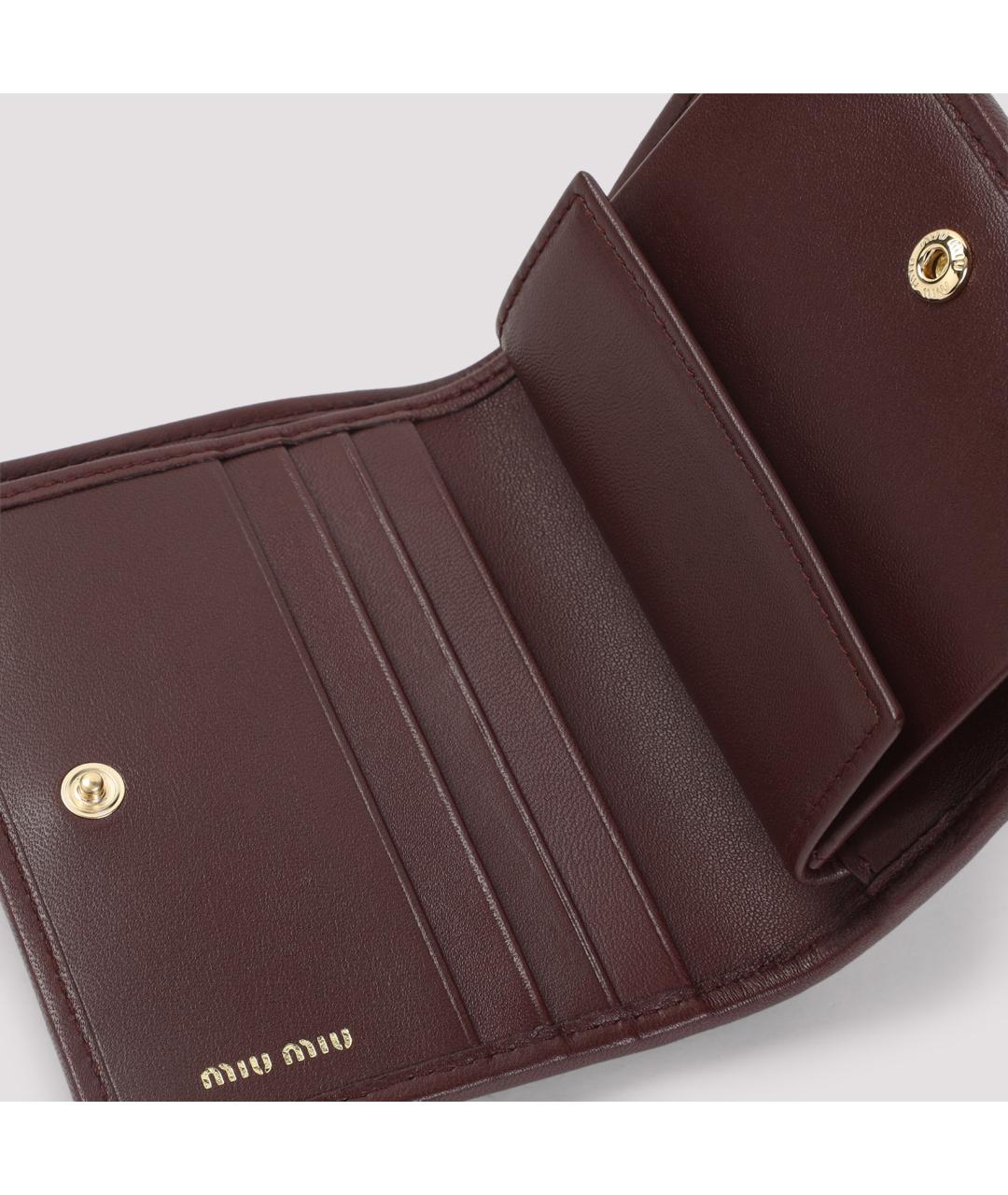 MIU MIU Бордовый кожаный кошелек, фото 5