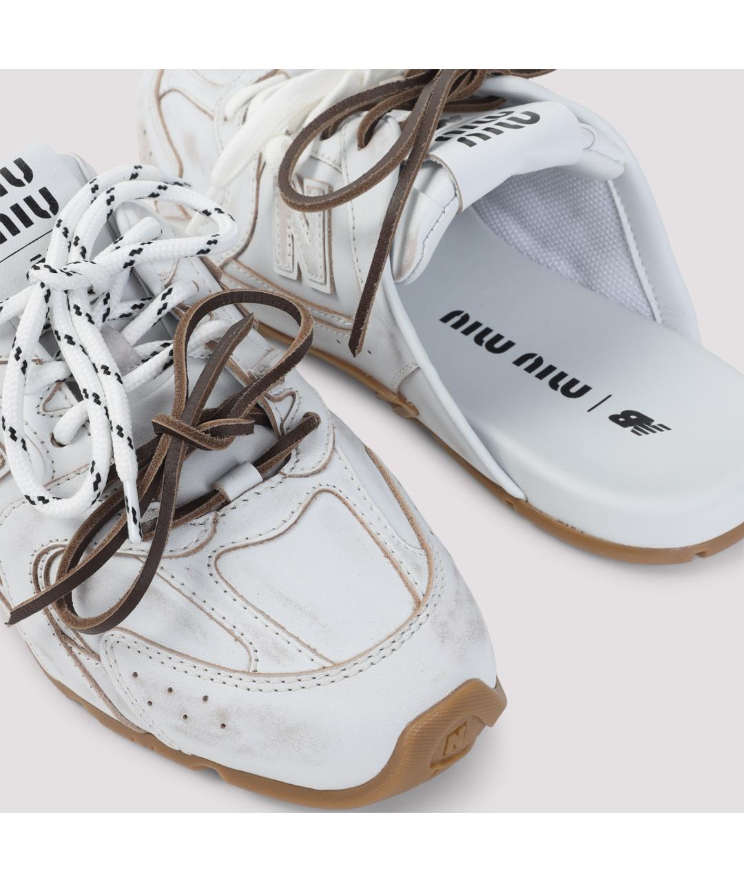 MIU MIU Белые кожаные мюли, фото 4