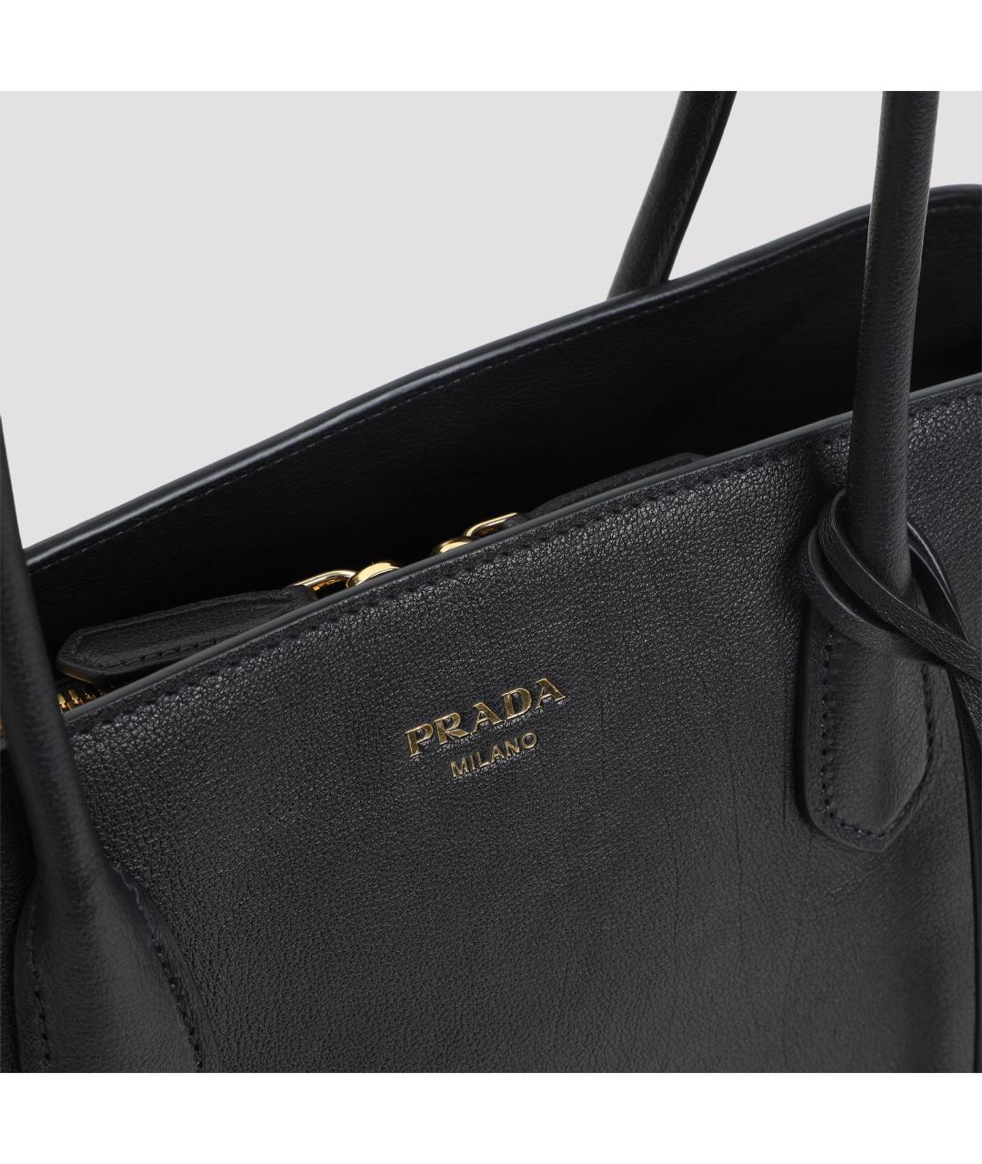 PRADA Черная кожаная сумка тоут, фото 4
