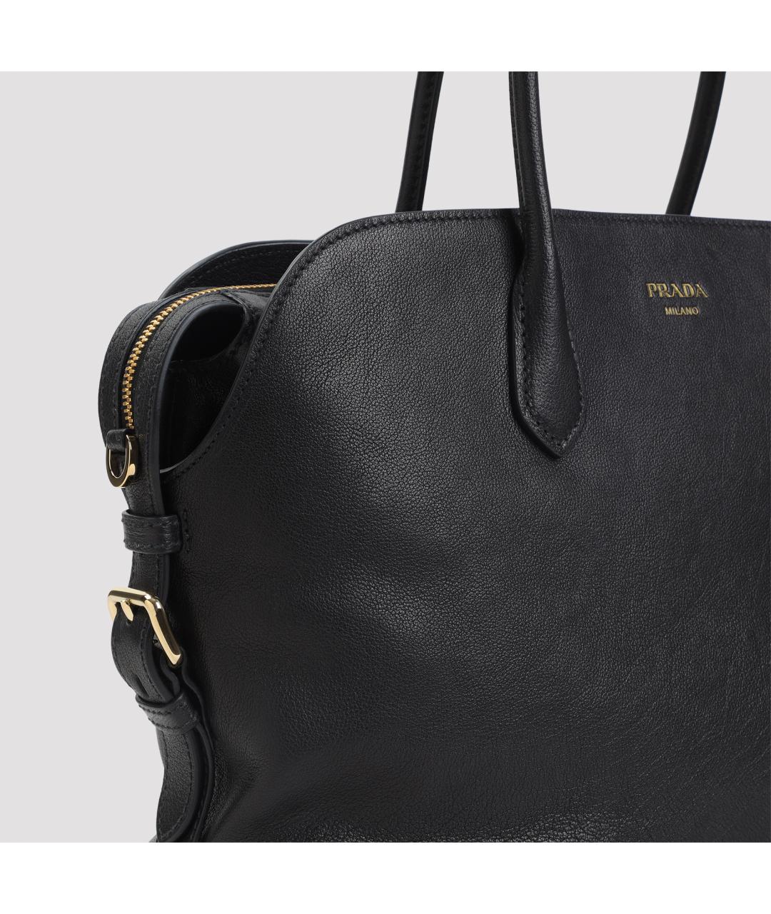 PRADA Черная кожаная сумка тоут, фото 3