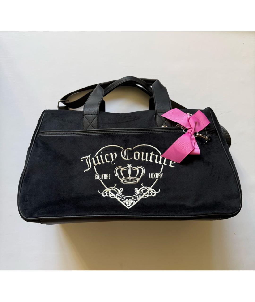 JUICY COUTURE Черная бархатная дорожная/спортивная сумка, фото 7
