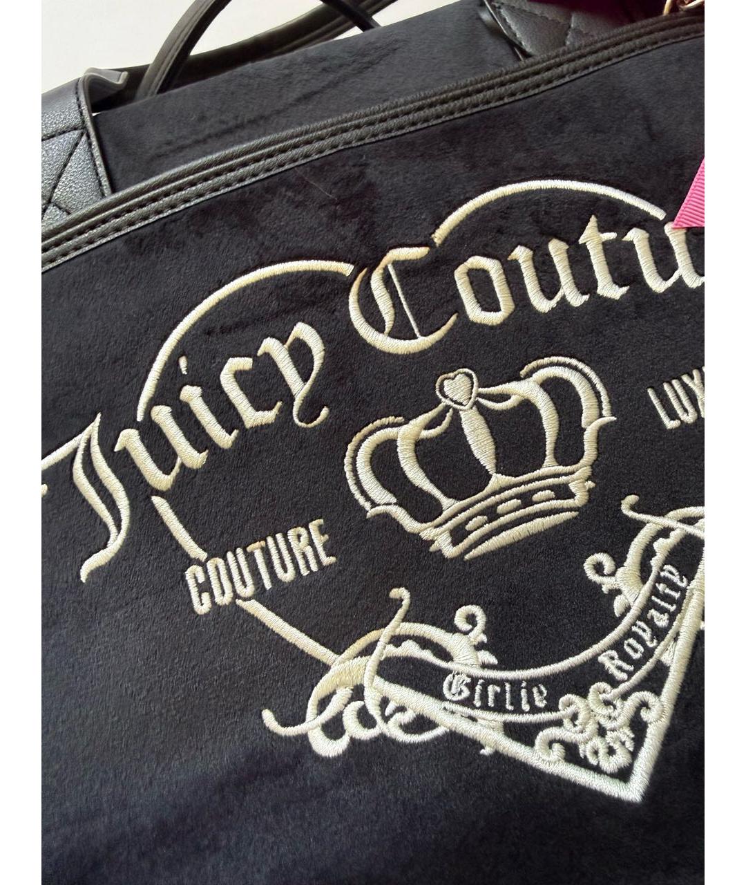 JUICY COUTURE Черная бархатная дорожная/спортивная сумка, фото 2