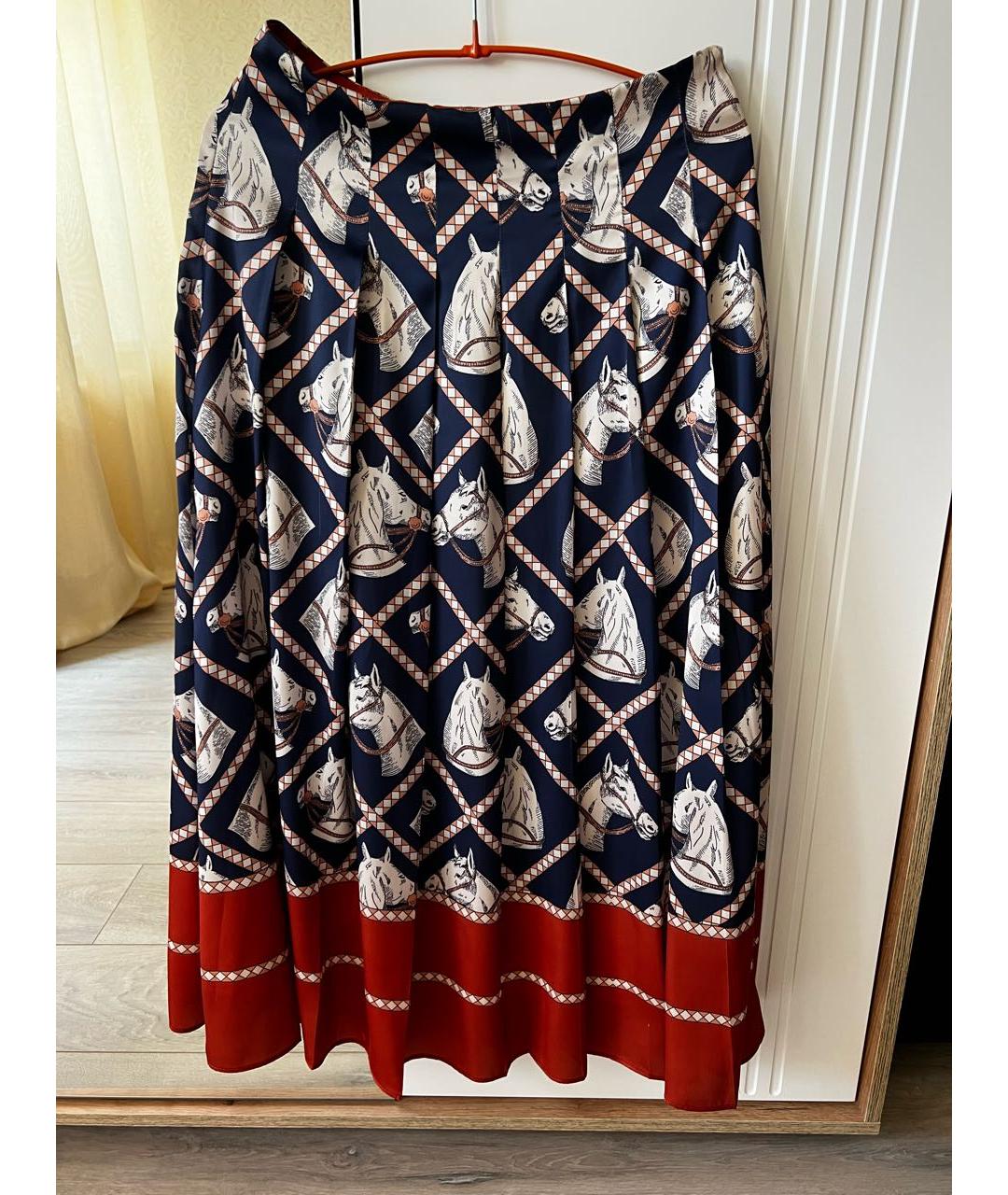 GUCCI Мульти шелковая юбка макси, фото 8