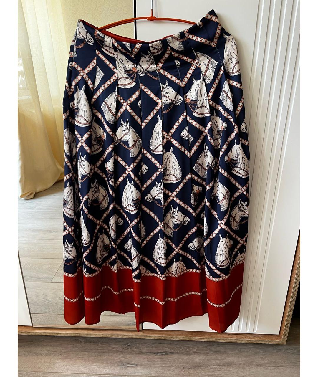 GUCCI Мульти шелковая юбка макси, фото 2