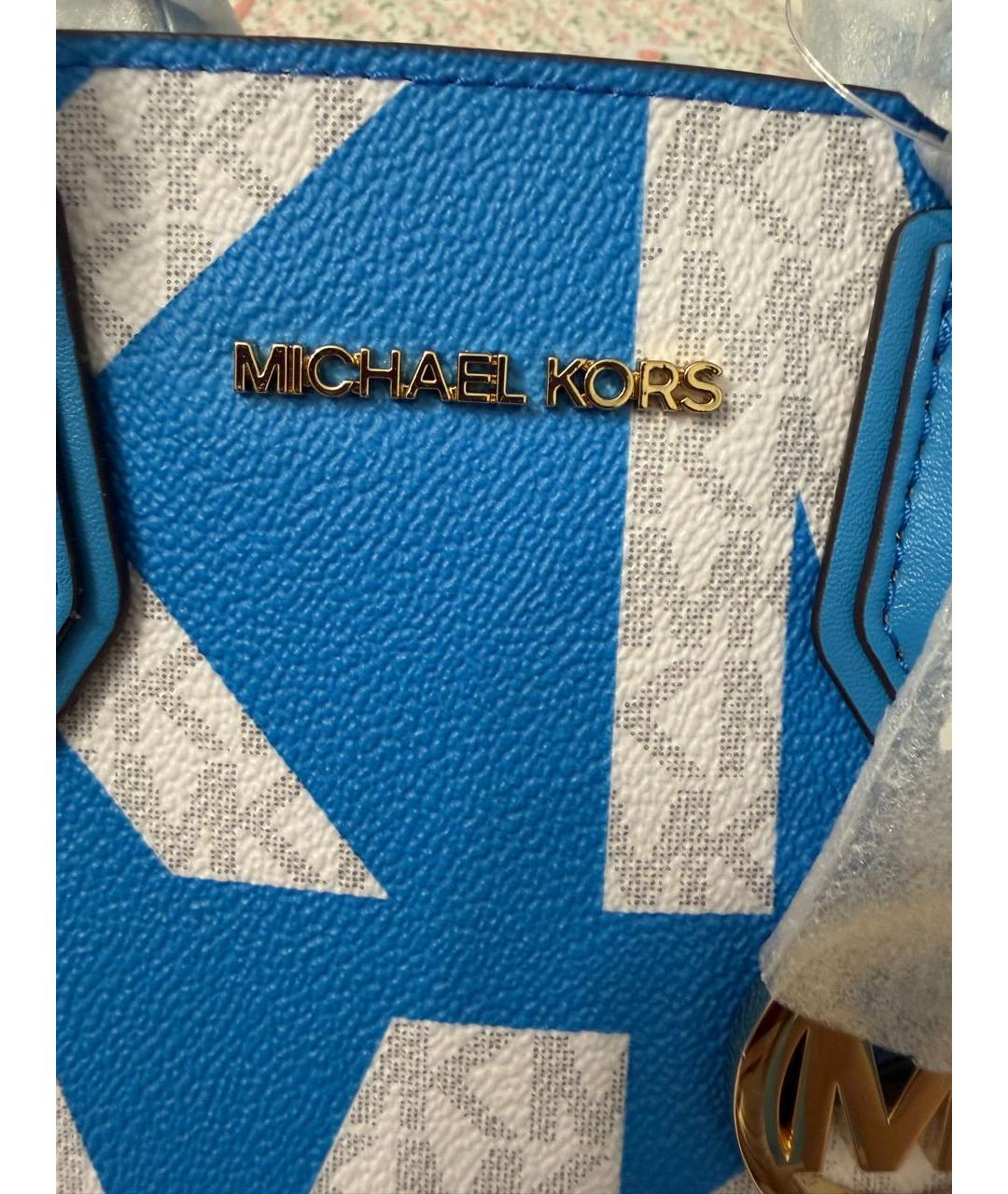 MICHAEL KORS Синяя кожаная сумка с короткими ручками, фото 2