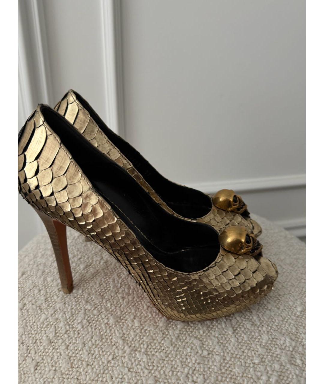 ALEXANDER MCQUEEN Золотые кожаные туфли, фото 5