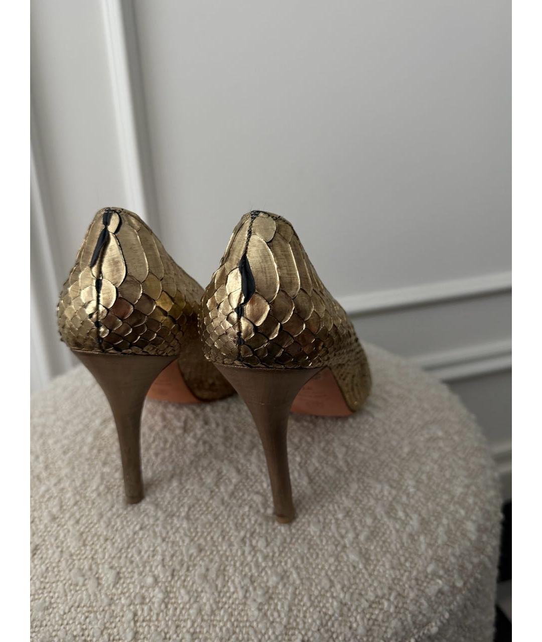 ALEXANDER MCQUEEN Золотые кожаные туфли, фото 3