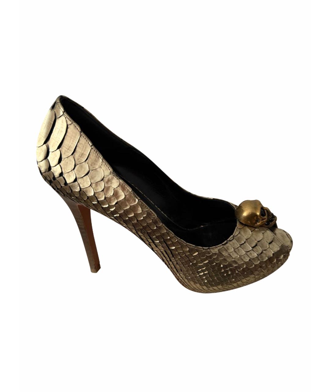 ALEXANDER MCQUEEN Золотые кожаные туфли, фото 1