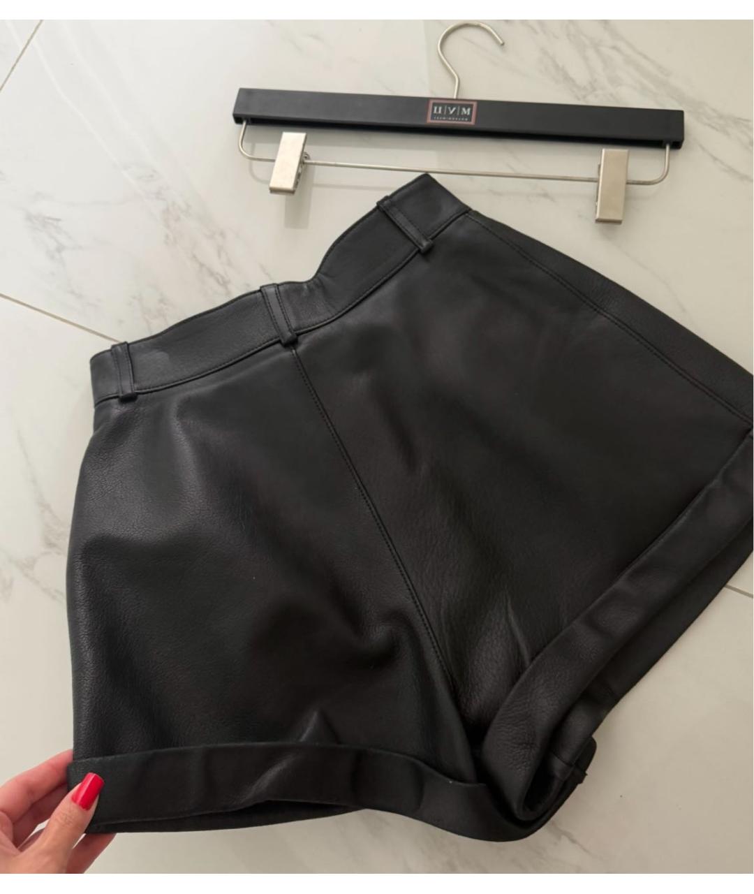 SAINT LAURENT Черные кожаные шорты, фото 2