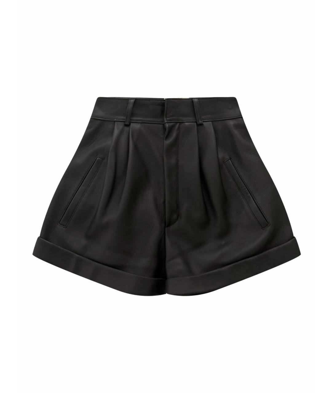 SAINT LAURENT Черные кожаные шорты, фото 1