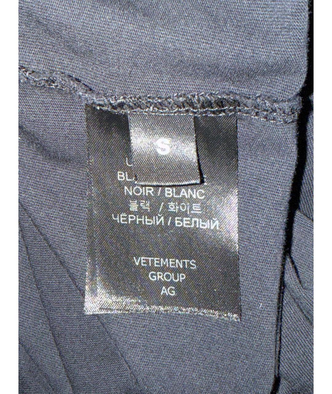VETEMENTS Черная хлопковая футболка, фото 4