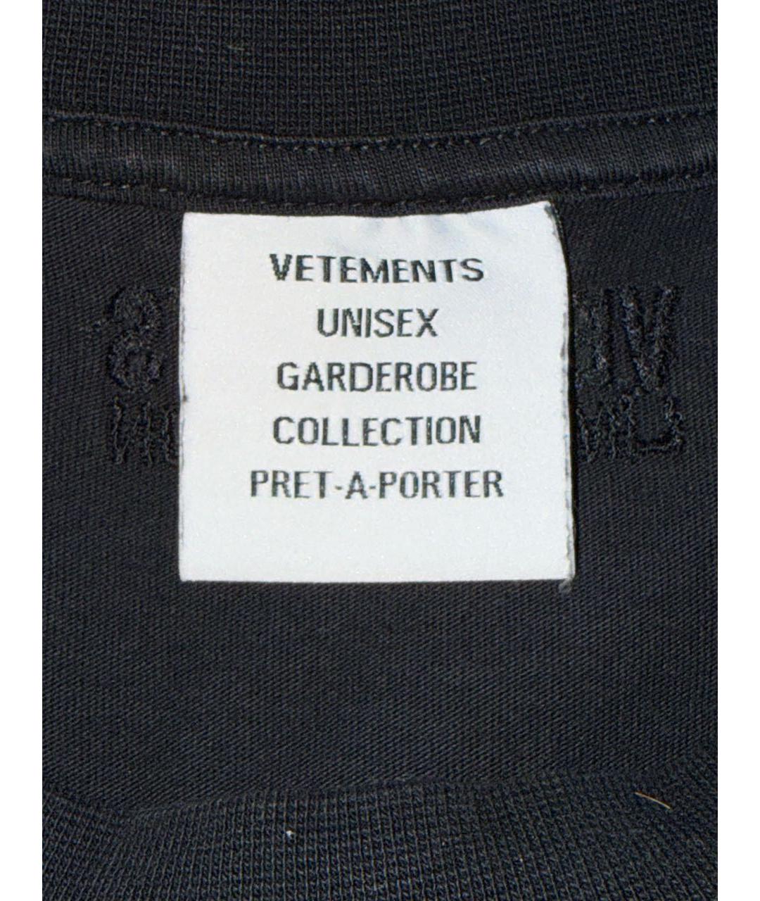 VETEMENTS Черная хлопковая футболка, фото 3