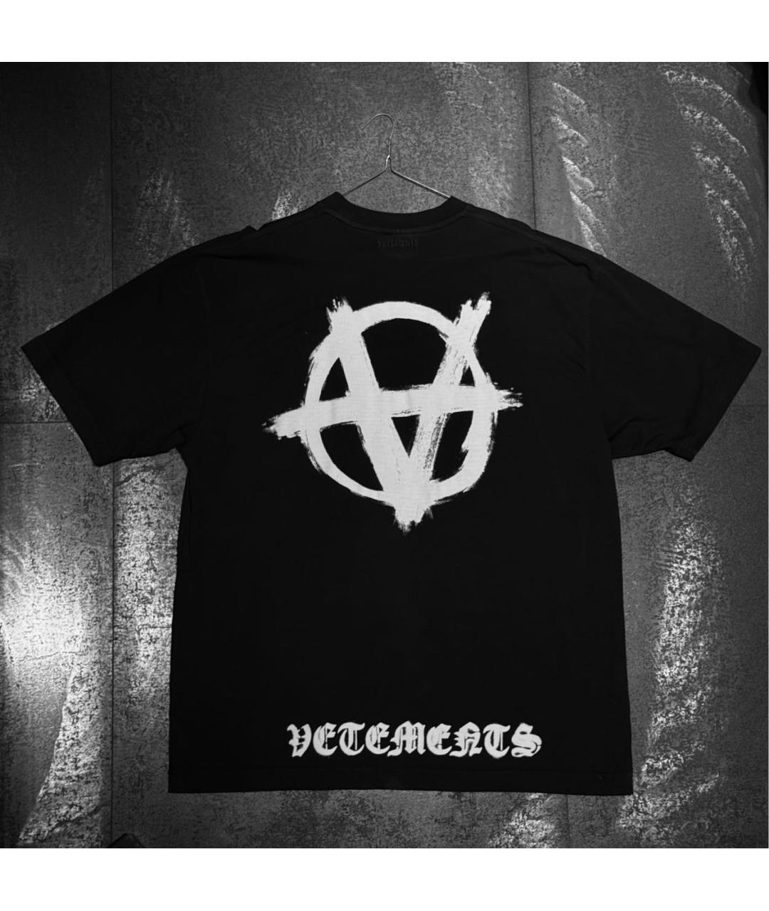 VETEMENTS Черная хлопковая футболка, фото 2