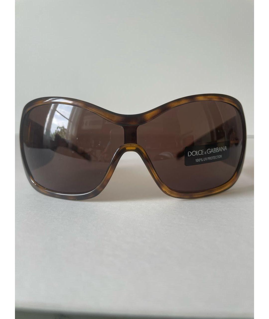DOLCE&GABBANA Коричневые пластиковые солнцезащитные очки, фото 9