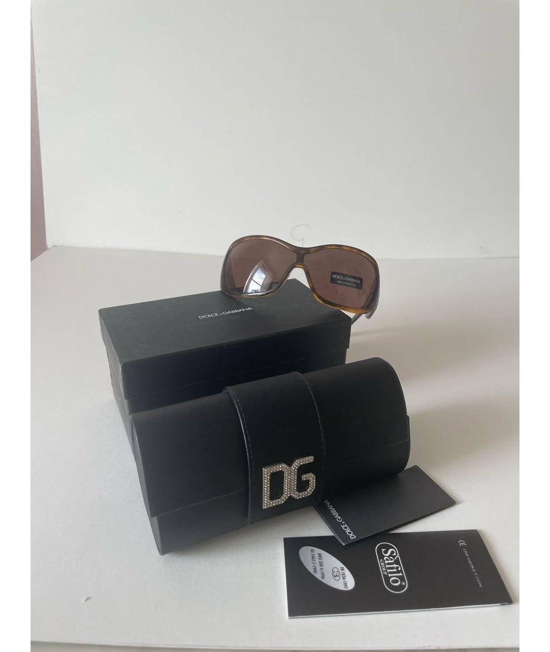 DOLCE&GABBANA Коричневые пластиковые солнцезащитные очки, фото 4