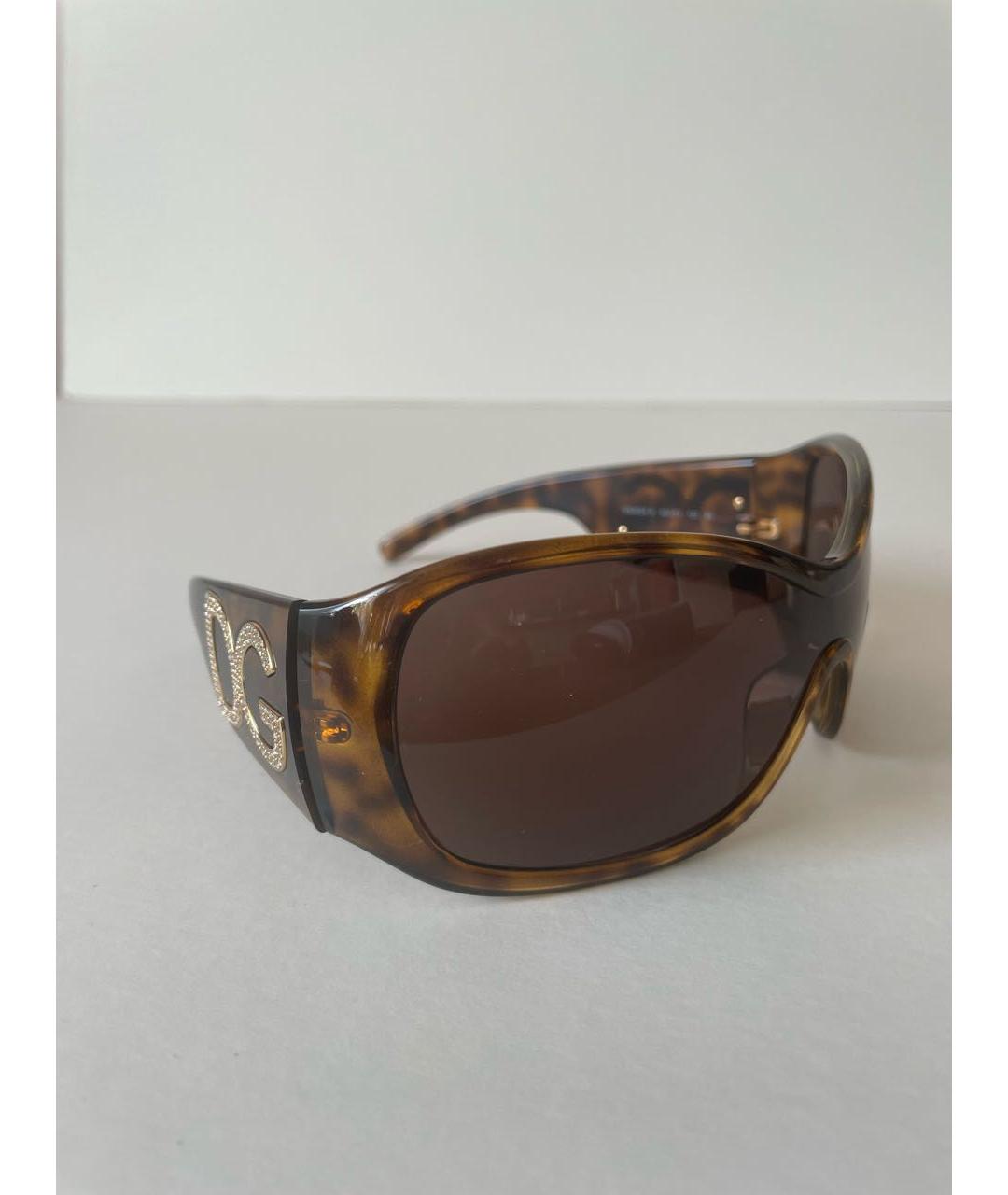 DOLCE&GABBANA Коричневые пластиковые солнцезащитные очки, фото 2