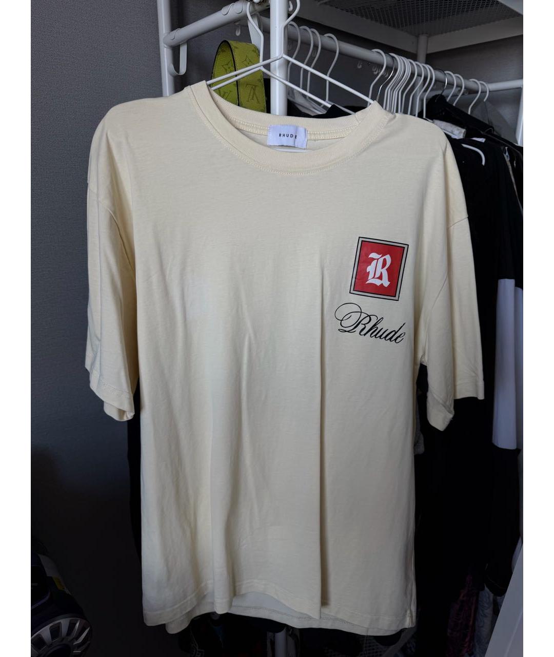 RHUDE Желтая хлопковая майка, фото 5