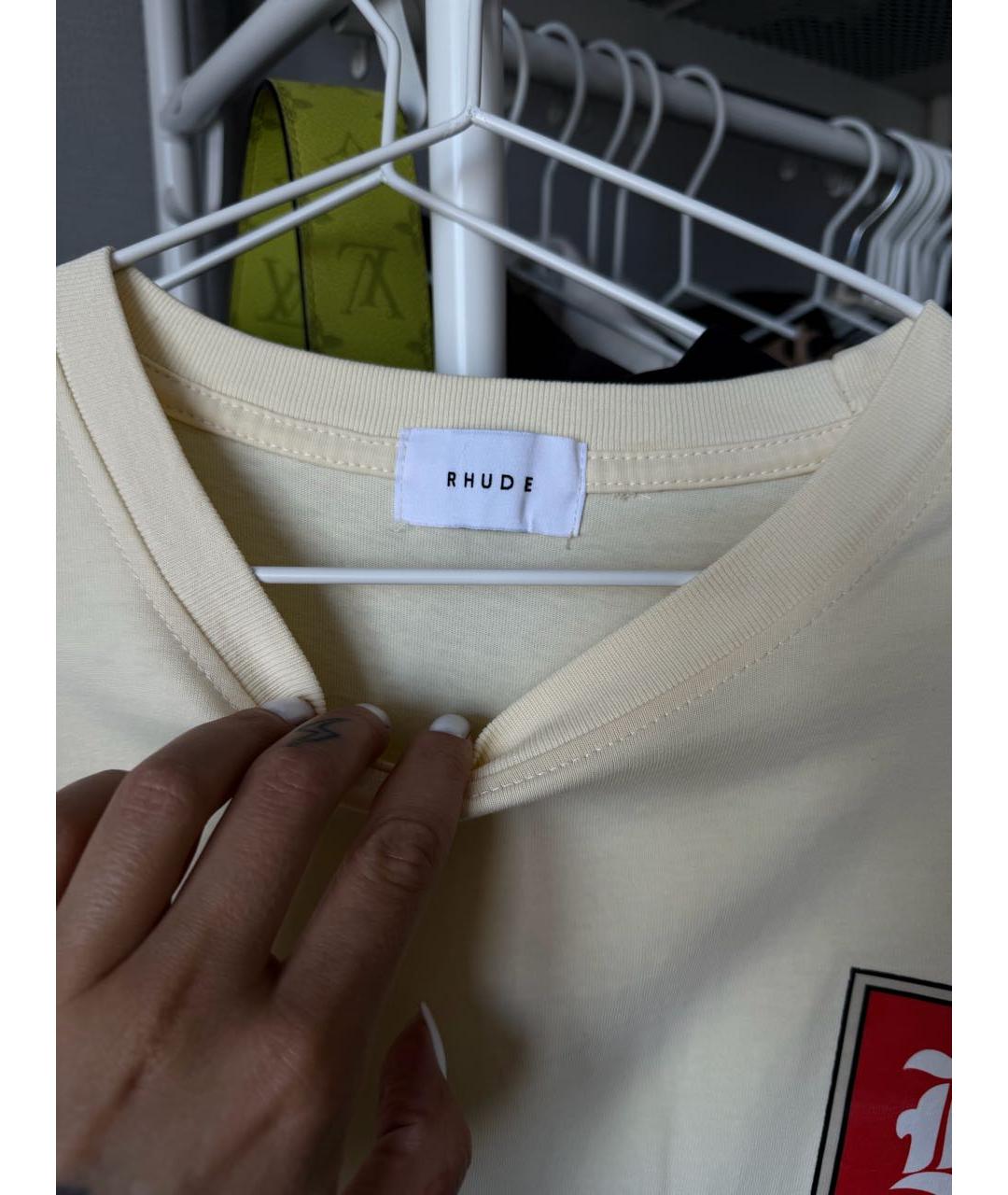 RHUDE Желтая хлопковая майка, фото 3