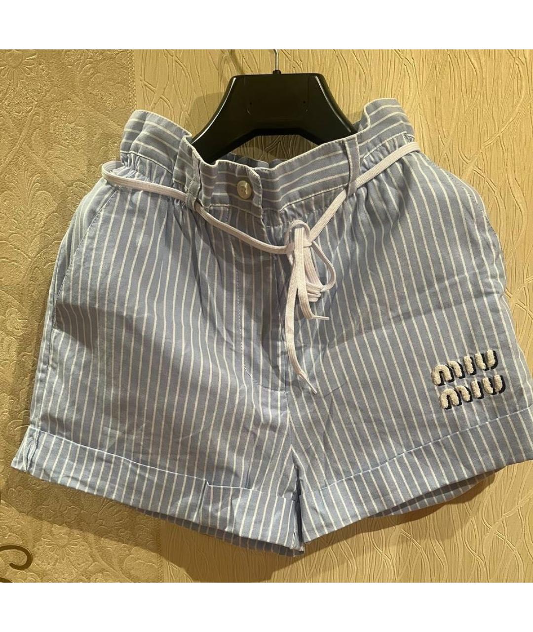 MIU MIU Голубые хлопковые шорты, фото 3
