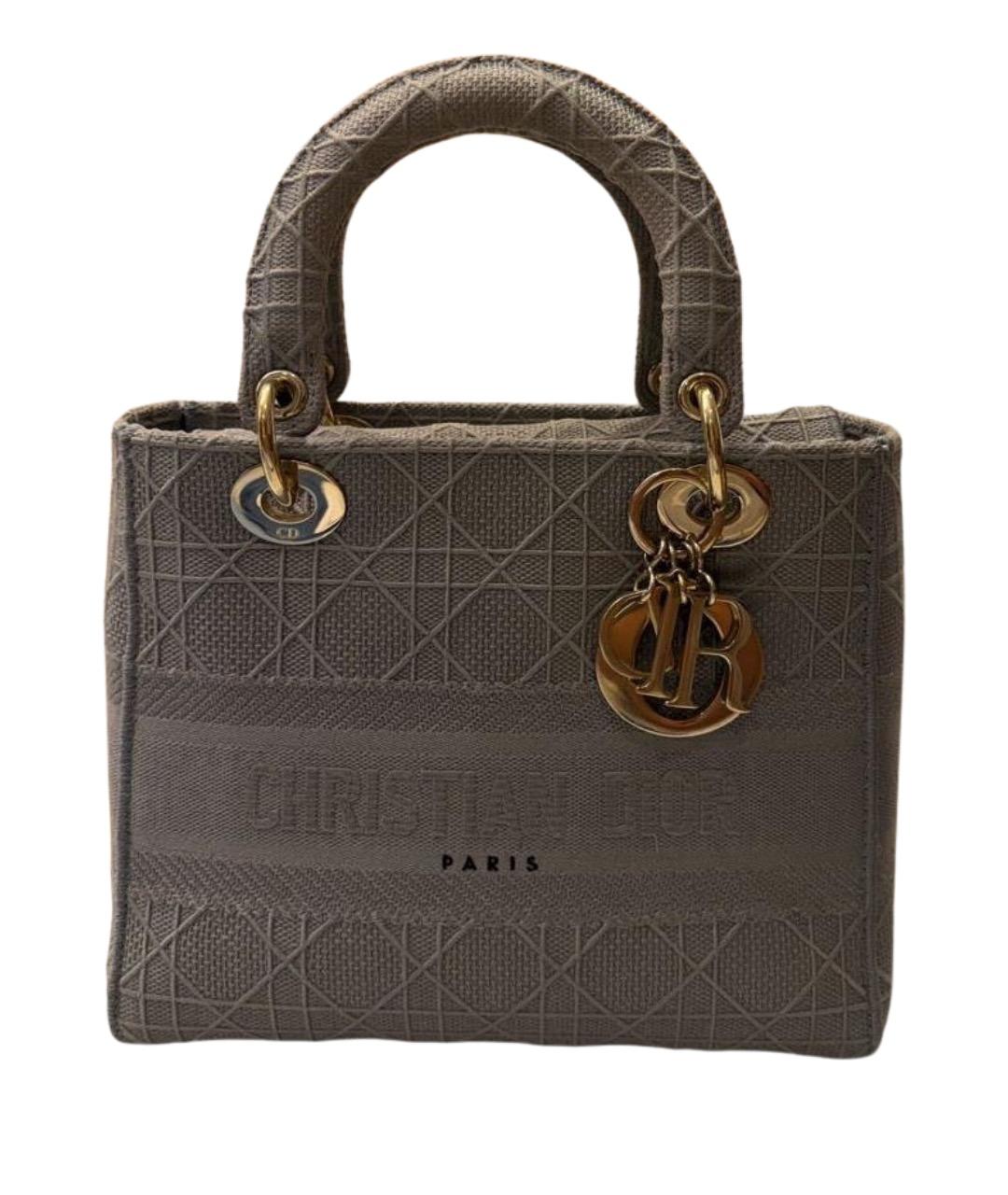 CHRISTIAN DIOR Серая жаккардовая сумка с короткими ручками, фото 1