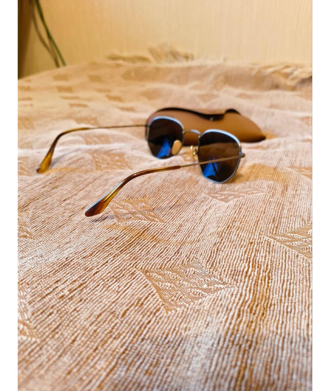RAY BAN Золотые металлические солнцезащитные очки, фото 3