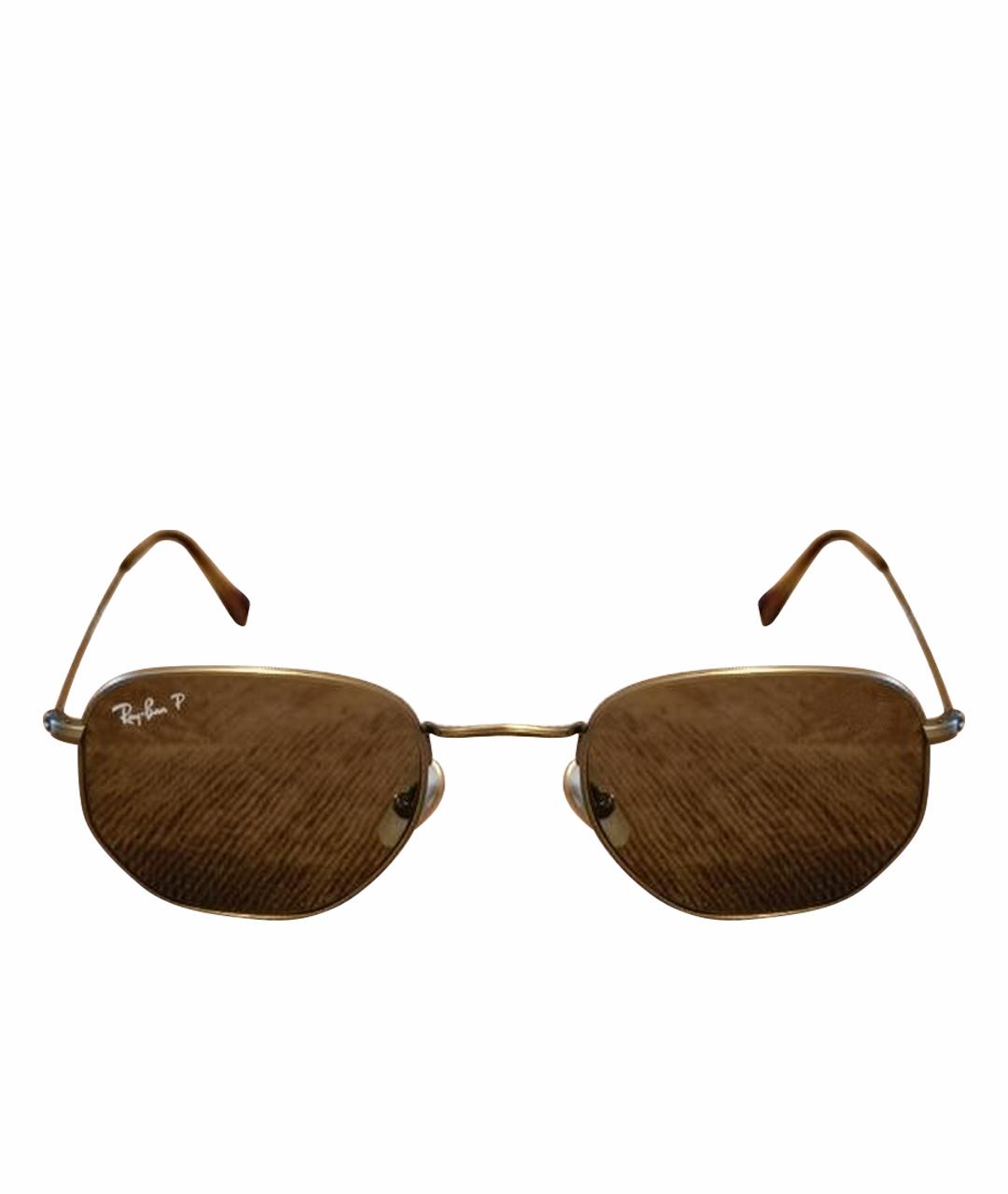 RAY BAN Золотые металлические солнцезащитные очки, фото 1