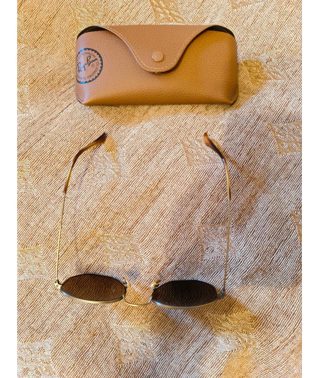 RAY BAN Золотые металлические солнцезащитные очки, фото 2