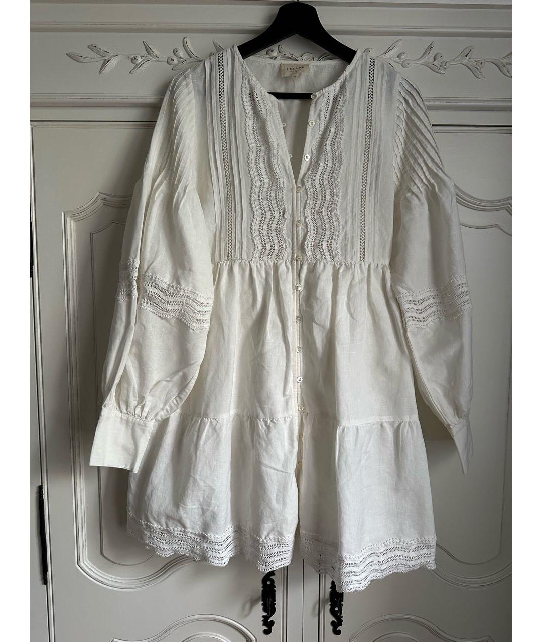 Sezane Белое льняное платье, фото 6