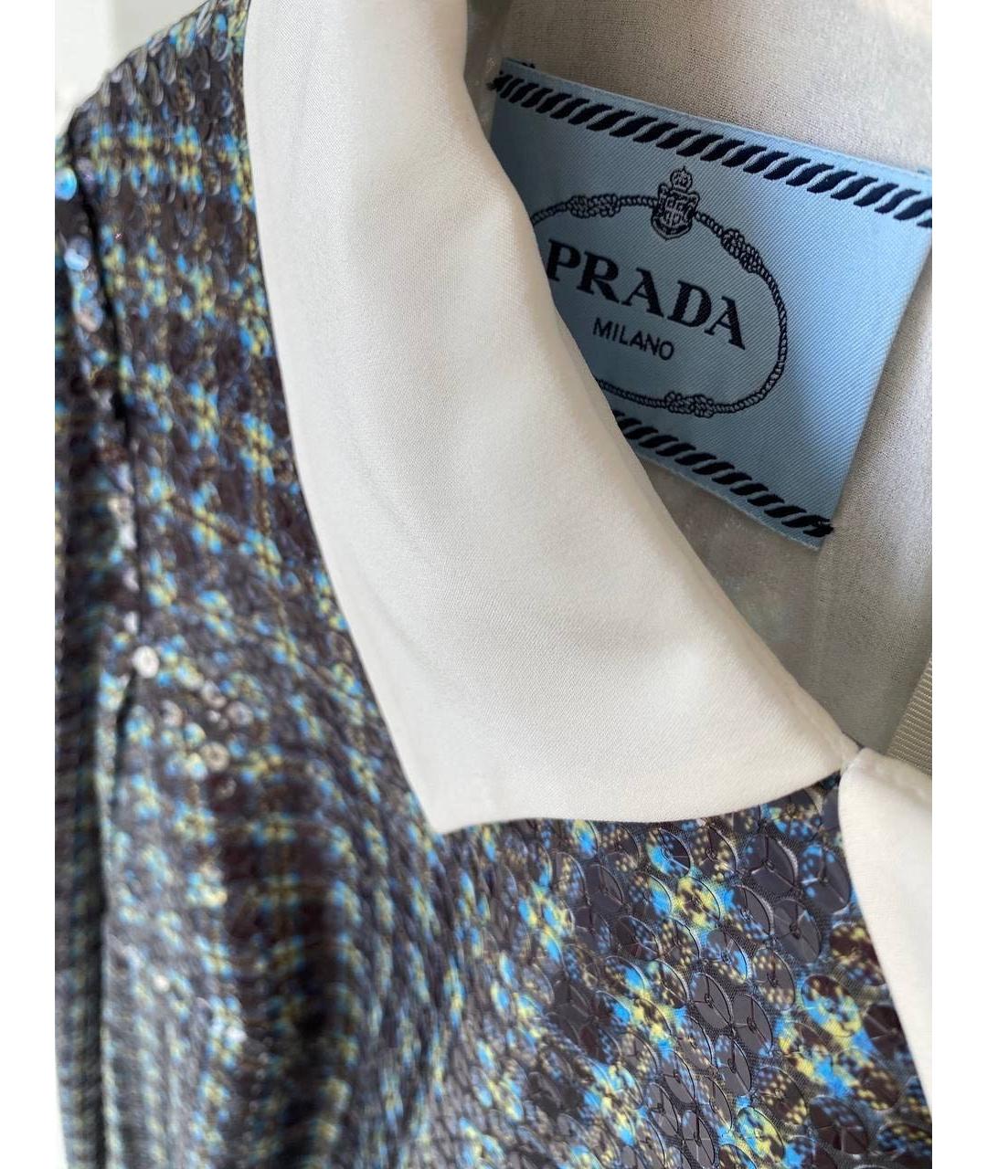 PRADA Синее шелковое коктейльное платье, фото 3