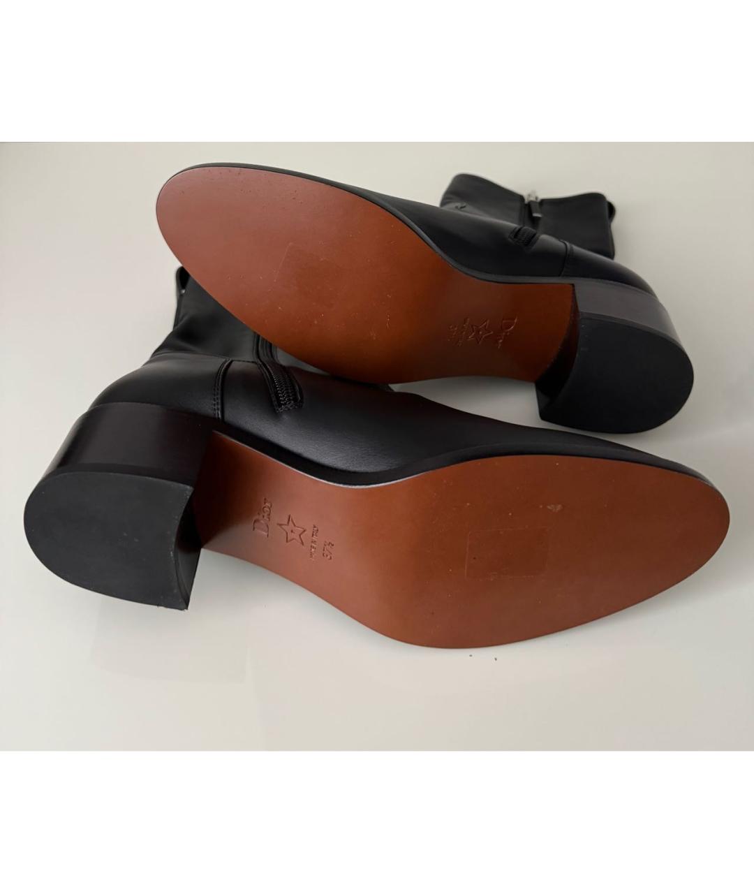 CHRISTIAN DIOR Черные кожаные полусапоги, фото 5