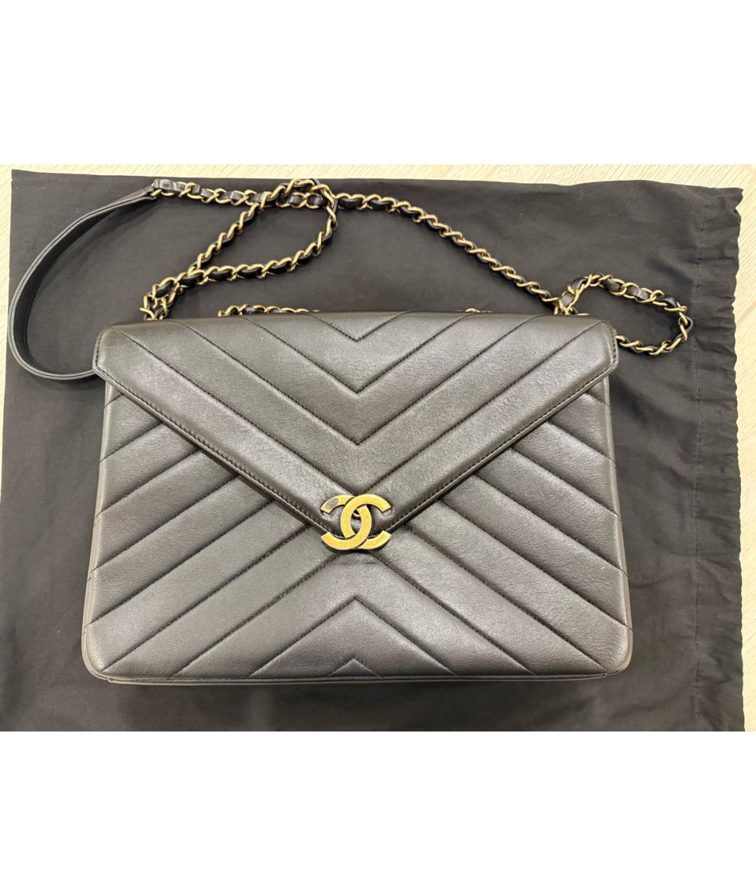 CHANEL Черная кожаная сумка через плечо, фото 8