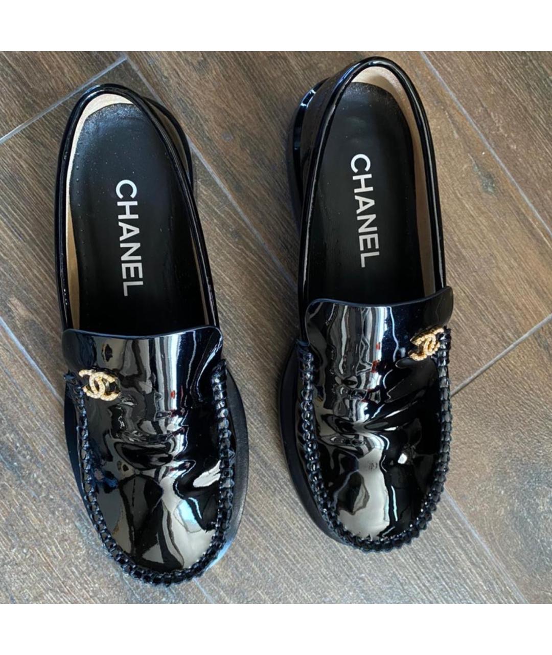 CHANEL Черные кожаные лоферы, фото 4