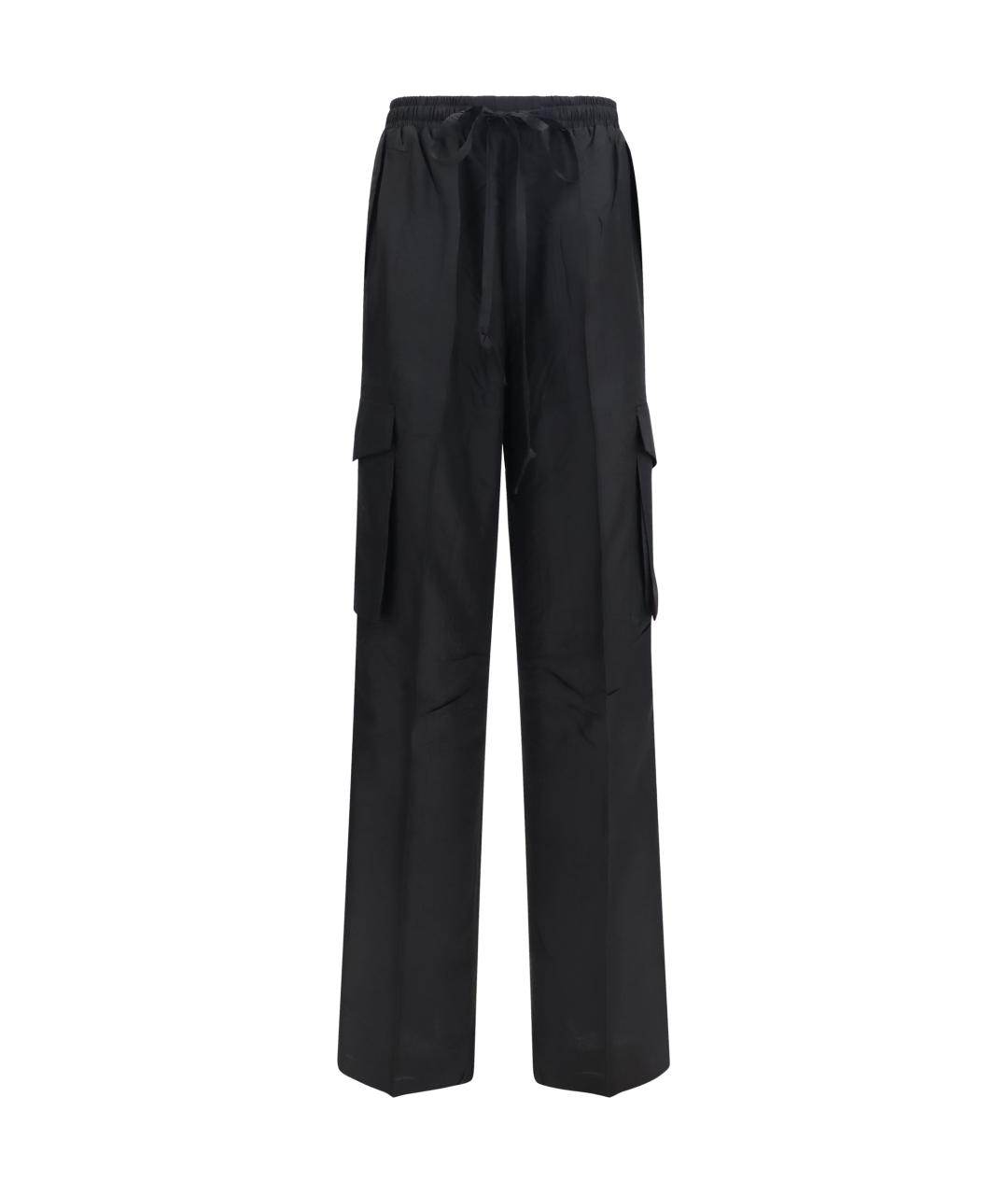 PHOEBE PHILO Черные шелковые прямые брюки, фото 1