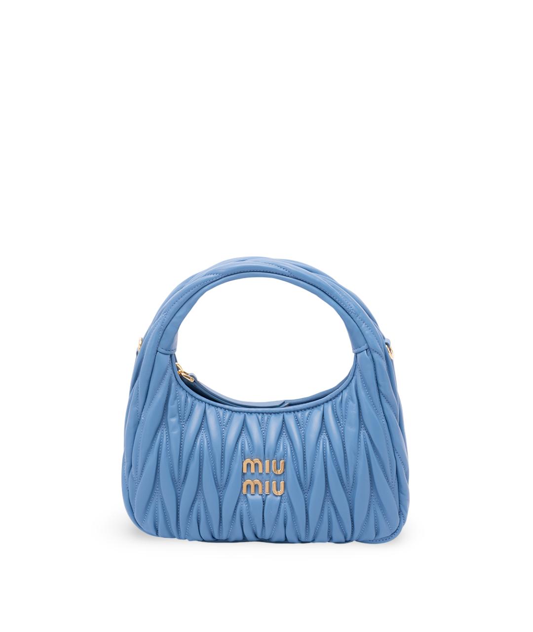 MIU MIU Голубая кожаная сумка с короткими ручками, фото 7