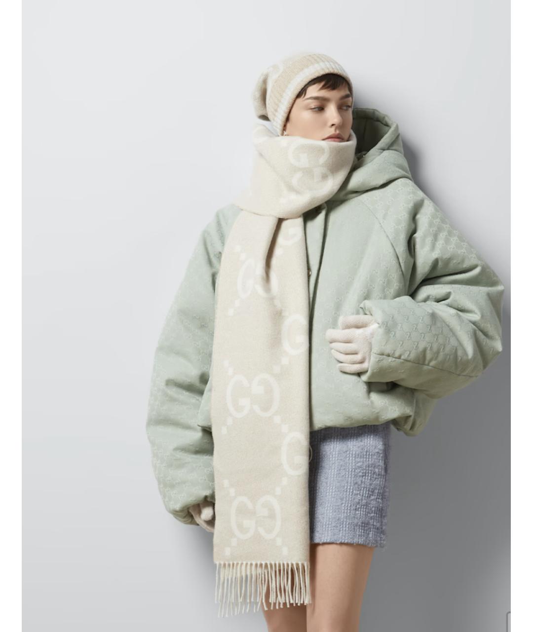 GUCCI Бежевый кашемировый шарф, фото 3